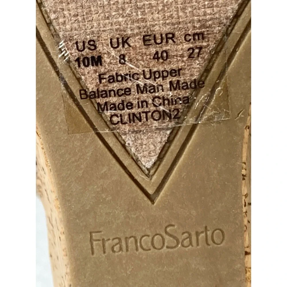 Franco Sarto Clinton2 Platform Wedge Heel Sandals Womens 10 Taupe Boho Strappy